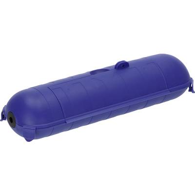 Blue cylindrical inflatable boat bumper or fender on a white background