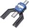 Digital vernier callipers, with a blue display, measuring precise internal diameters with millimetre and inch scales.