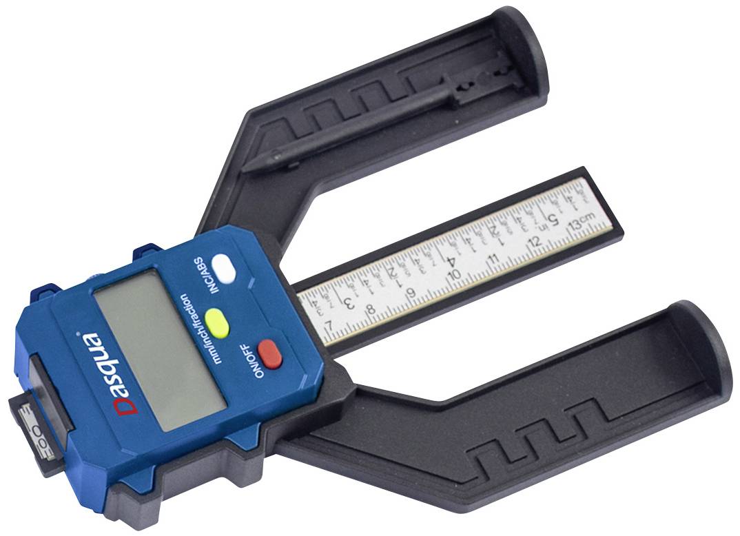 Electronic digital calliper with digital display. Shows precise measurements in millimetres.
