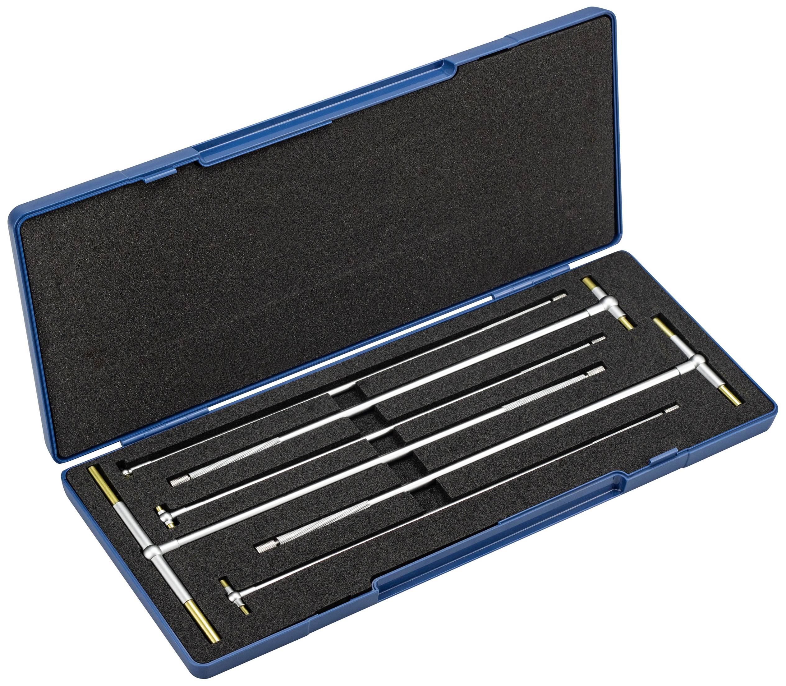 A set of surgical instruments in a blue, open case. The tools are neatly arranged in foam compartments.