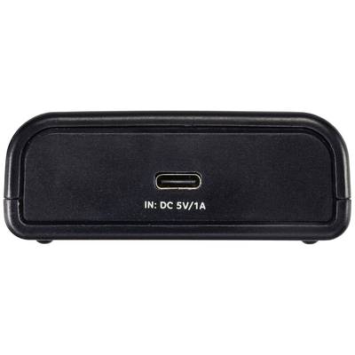 Black charger with a USB-C port and the inscription 'IN: DC 5V/1A'.