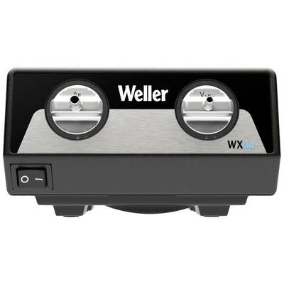 Control unit with two rotary knobs labelled 'Air' and 'Vac', brand Weller, model WXair. Power switch located bottom left.