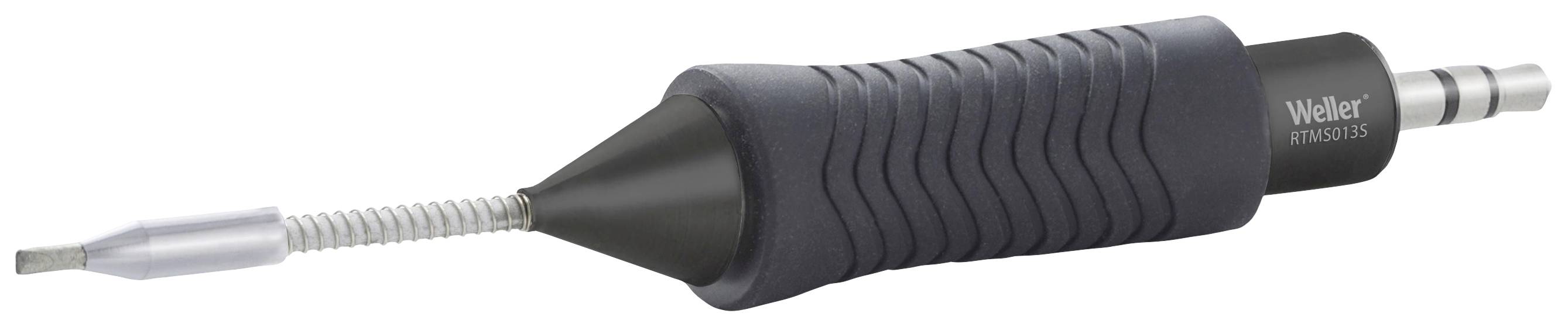 Soldering iron with an ergonomic handle and a metal tip, suitable for precise soldering work.