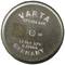Round button cell with the inscription 'VARTA CP1254 A4X'. Specifications: Li-Ion, 3.7V, 0.259Wh. Manufacturer marking 'GERMANY'.