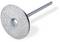 A round, silver Dremel grinding head with a fine grinding coating, attached to a short metal rod.