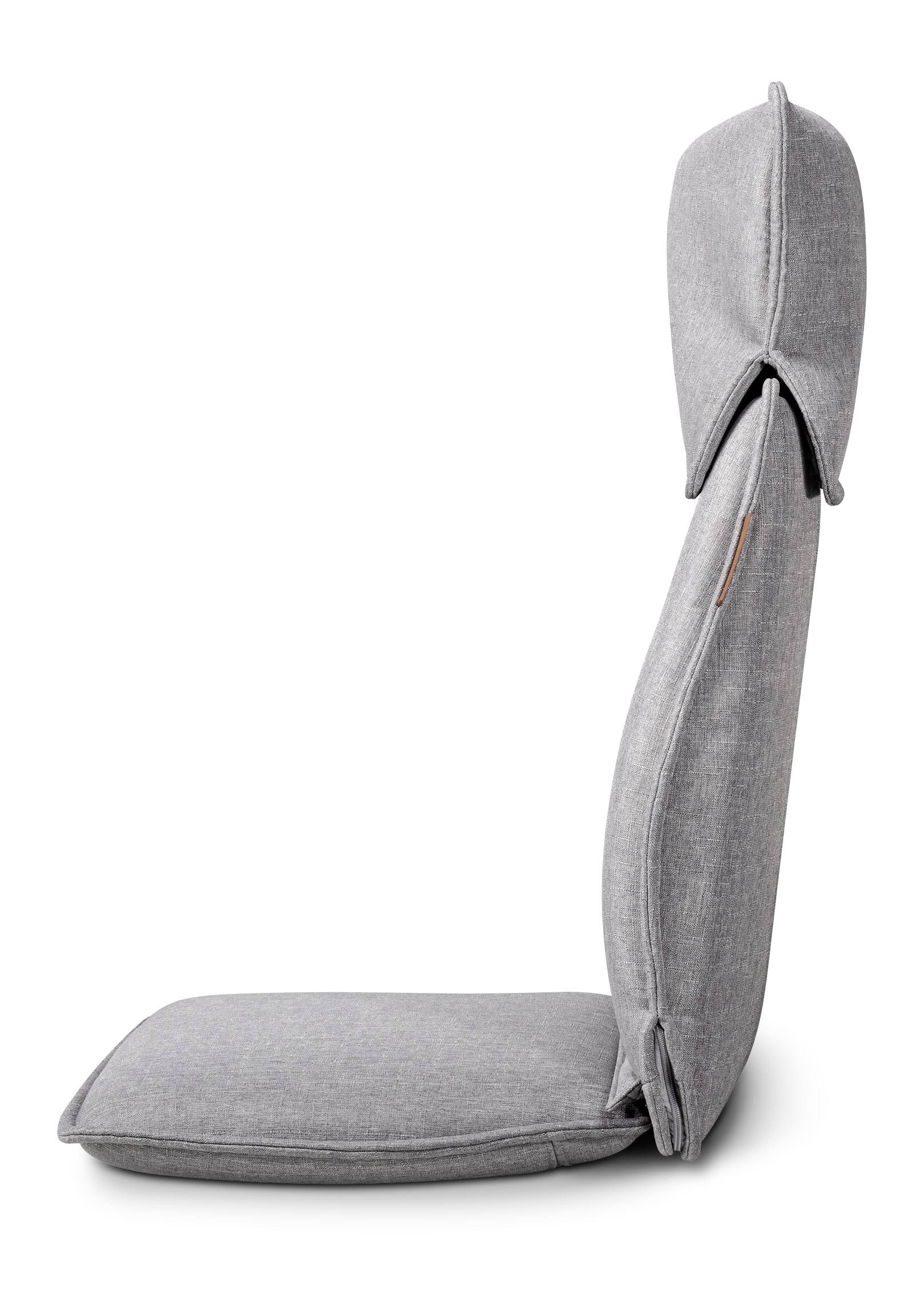 A grey, adjustable floor cushion with a backrest, suitable for floor relaxation or meditation.