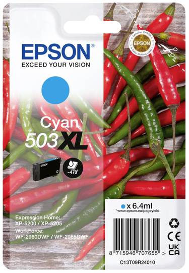 Epson Ink cartridge T09R2, 503XL Original Cyan C13T09R24010