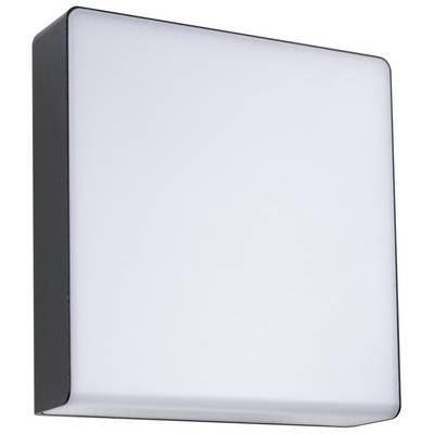A square exterior wall light with a simple black frame and a white light diffuser for even illumination.