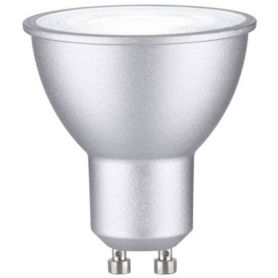 A silver LED spot bulb with a GU10 base.