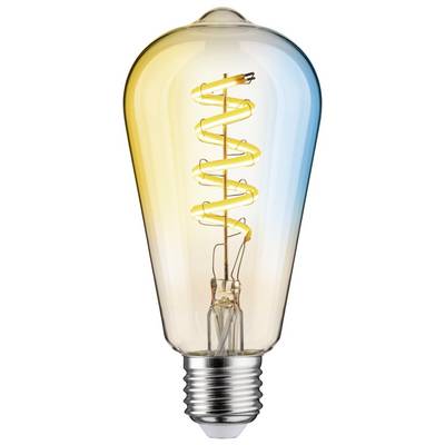A stylish light bulb with a visible spiral filament, tinted in yellow and blue, embodies modern, appealing design.