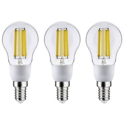 Three LED light bulbs with E14 bayonet caps arranged side by side; each revealing the yellow circuit tracks inside.