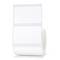 A roll of rectangular white labels on a table.
