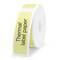 Roll of white-labelled thermal label paper on a yellow background.