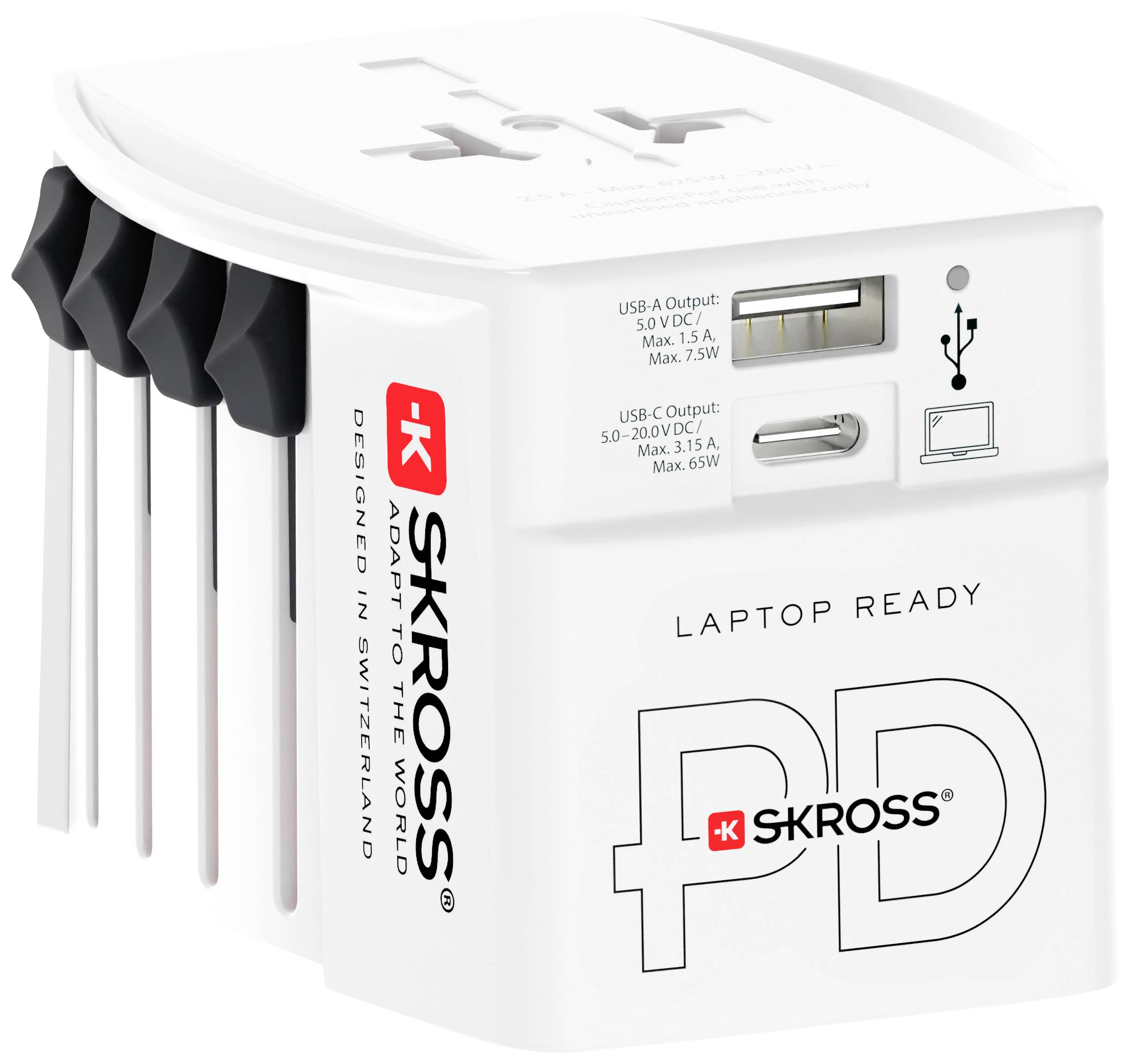 SKROSS WORLD USB CHARGER AC65PD WITH USB-C CABLE - Reisestecker  Reisestecker