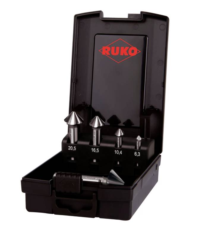 RUKO ULTIMATECUT 4S 102891RO Countersink set 5-piece 6.30 mm, 10.40 mm, 16.50 mm, 20.50 mm, 25 mm HSS Cylinder shank 1 Set