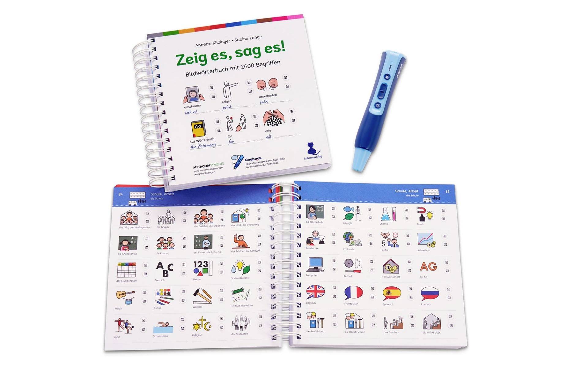 "Point It" is an illustrated dictionary with 2000 terms. It lies open, with pages showing picture cards.
