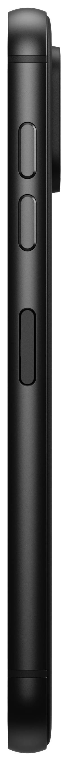 Black smartphone viewed from the side, showing three side buttons.