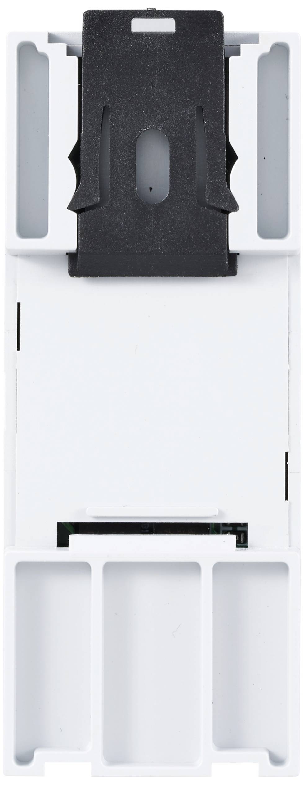 A blank, vertically positioned white plastic adapter, primarily used for industrial applications.
