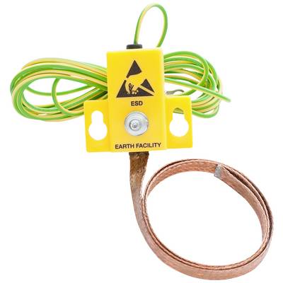 Electrostatic Discharge Device (ESD) with yellow casing and earthing cable, designed to prevent damage caused by static electricity.