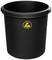 Black, round ESD waste bin with yellow logo and website print 'www.bjz.de' on the front, suitable for electrostatically sensitive areas.