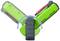 'Image shows a folding knife with a green handle, which rotates 90 degrees. A blue arrow indicates the direction of movement.'