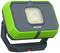 Portable LED spotlight in green and grey, Philips brand, mounted on an adjustable stand.