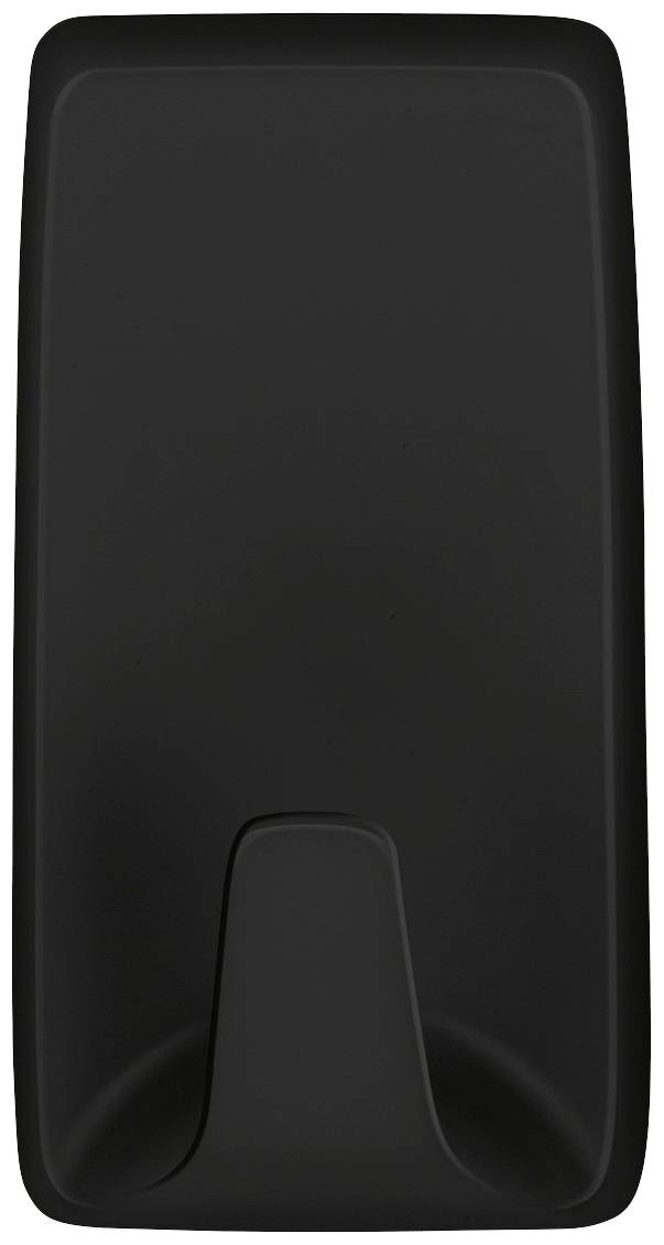 Black smartphone protective case with a smooth surface and rounded corners, viewed from the back.