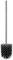Toilet brush with a long metal handle and a black plastic brush head.