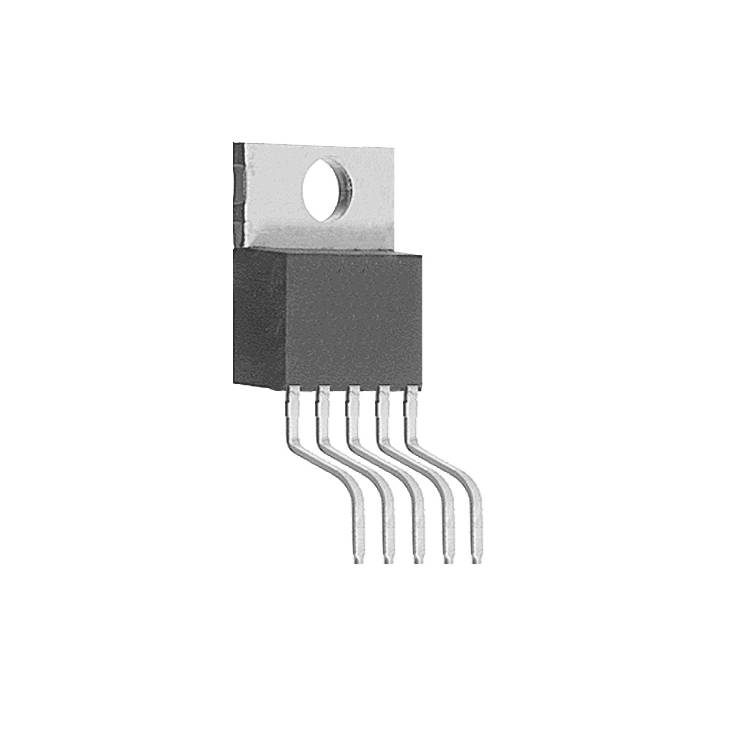 'Circuit component with six straight terminals and metal mounting', suitable for electronic applications.