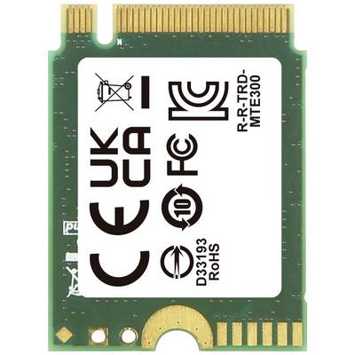 An electronic storage card in green with the print 'R-R-TRD-MTE300', several verification seals, and a golden contact edge.