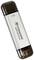 USB drive with 1 TB storage from Transcend. Silver casing with black caps at both ends. 'Solid State Drive' text is printed.