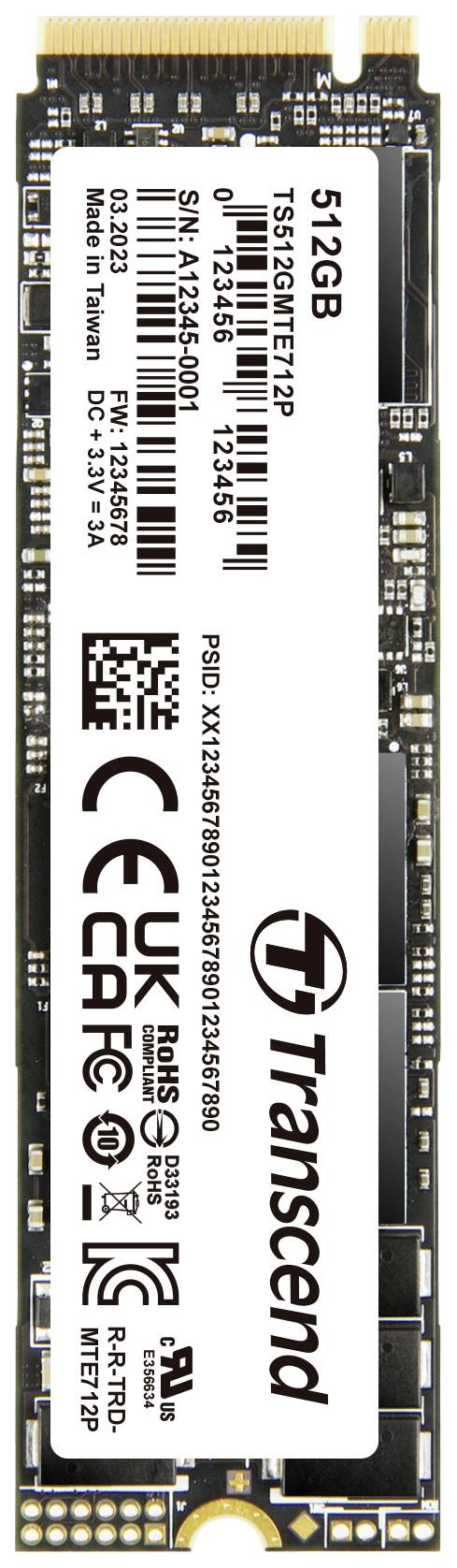 Transcend MTE712P 512 GB NVMe/PCIe M.2 internal SSD PCIe NVMe 4.0 x4 Industrial TS512GMTE712P