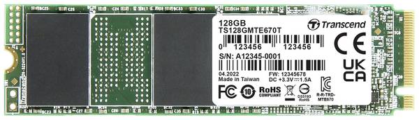 Transcend MTE670T 128 GB NVMe/PCIe M.2 internal SSD PCIe NVMe 3.0 x4 Industrial TS128GMTE670T