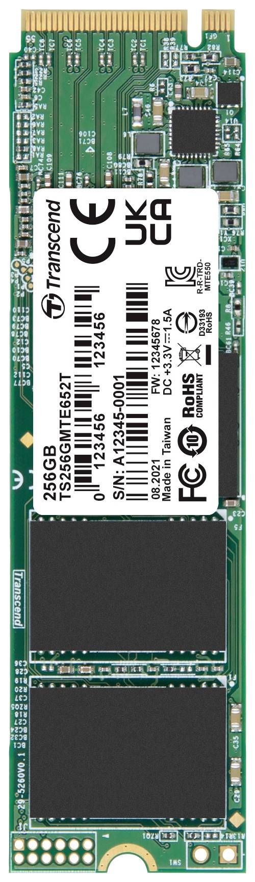 Transcend MTE652T 256 GB NVMe/PCIe M.2 internal SSD PCIe NVMe 3.0 x4 Industrial TS256GMTE652T