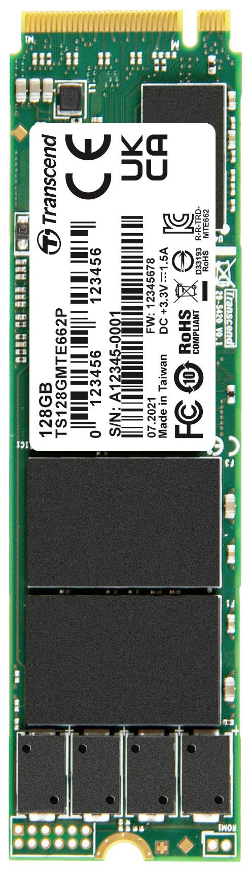 Transcend MTE662P 128 GB NVMe/PCIe M.2 internal SSD PCIe NVMe 3.0 x4 Industrial TS128GMTE662P
