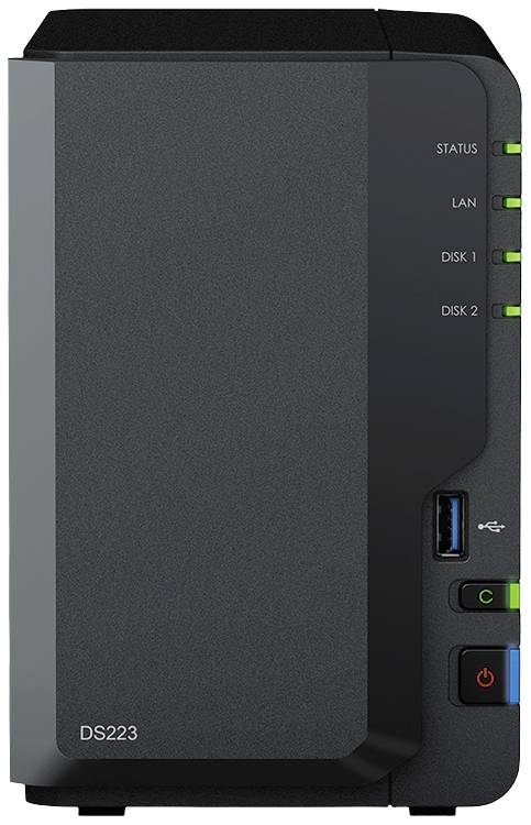 Synology DiskStation DS223 NAS server casing 0 GB 2 Bay USB 3.2 1st Gen front panel jack (USB 3.0), Synology hardware and software, Hardware encryption,