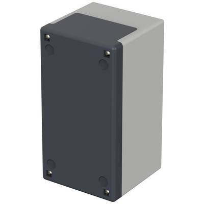 Rectangular grey enclosure with a dark front panel, mounted with four visible screws at the corners.