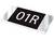 '01R' resistor with three white markings on a black background, rectangular design, suitable for electronic circuits.