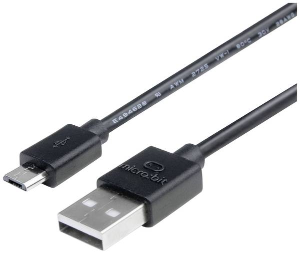 BBC micro:bit MEFUSBB30AV1 Data/power cable BBC micro:bit [1x USB 2.0 connector A - 1x USB 2.0 connector Micro B] 0.30 m Black
