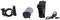 Bicycle Lighting Set: black rear light, silver battery, mounting bracket with cable. Brand name on the rear light.