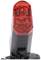 Bicycle rear light, black with a red plastic casing, suitable for improved visibility and safety on the road.