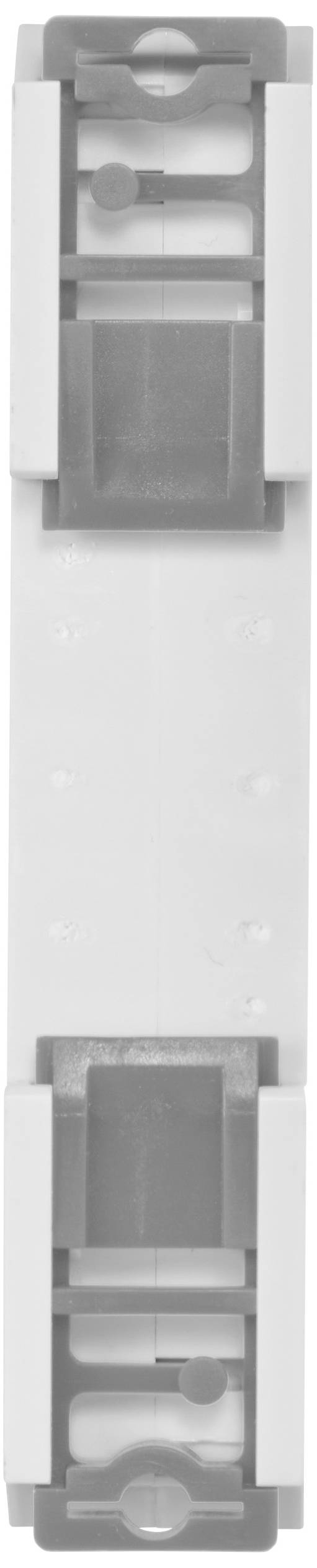 A rectangular, vertical component with two grey clips at the top and bottom on a white background.