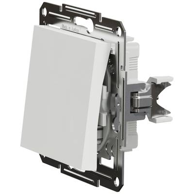 Light switch viewed from the side, metal frame visible.