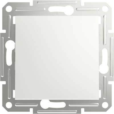 Metal switch cover, square, silver-coloured with a central white switch area. Suitable for interior electrical installations.