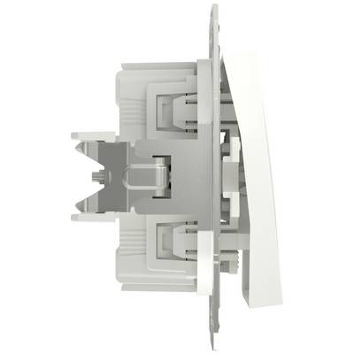 Side view of a light grey toggle switch in the Off position. Switch is designed for installation in a wall socket.