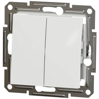 Two switches in a metal frame for wall mounting.