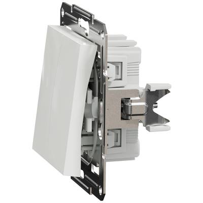 'Light switch in profile, showing the internal mechanism and metal mounting clip, robust design.'