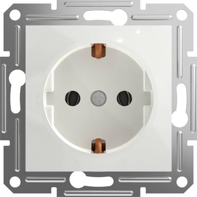 White socket in a metal mounting, pictured head-on. Suitable for wall installation.