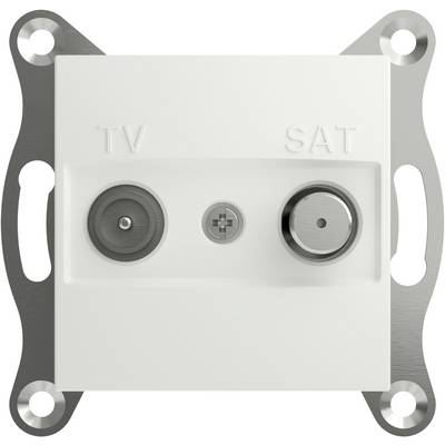 White socket with connections for 'TV' and 'SAT', mounted on a metal bracket.