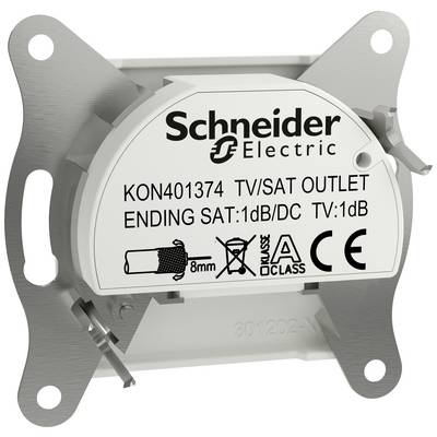 Schneider Electric socket, Model KON401374, for TV/SAT connection, with SAT dampening 1dB/DC and TV 1dB, silver-coloured.